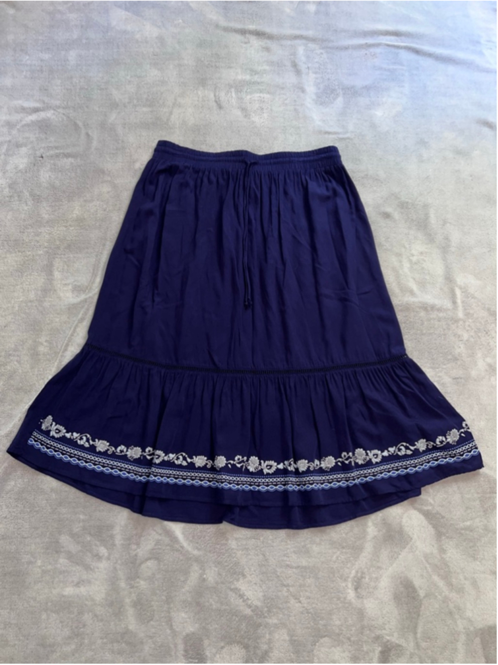 Women's EST. 1946 Navy Plus Size 18/20W Midi Skirt with Embroidery